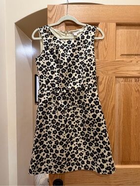 Banana Republic Black Floral Print on Cream Sleeveless Mini Dress